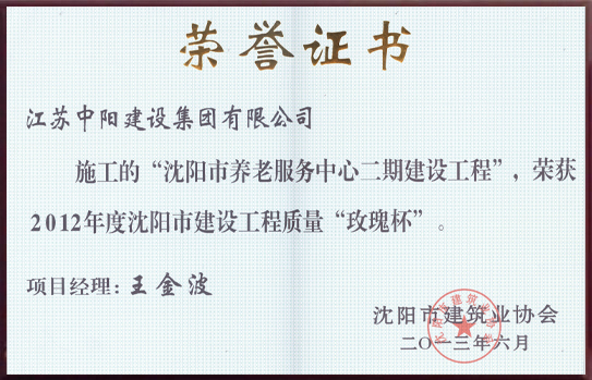 沈陽(yáng)市建設(shè)工程 玫瑰杯獎(jiǎng)
