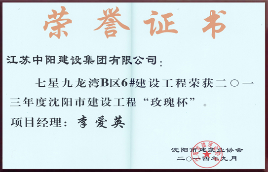 沈陽(yáng)市建設(shè)工程 玫瑰杯